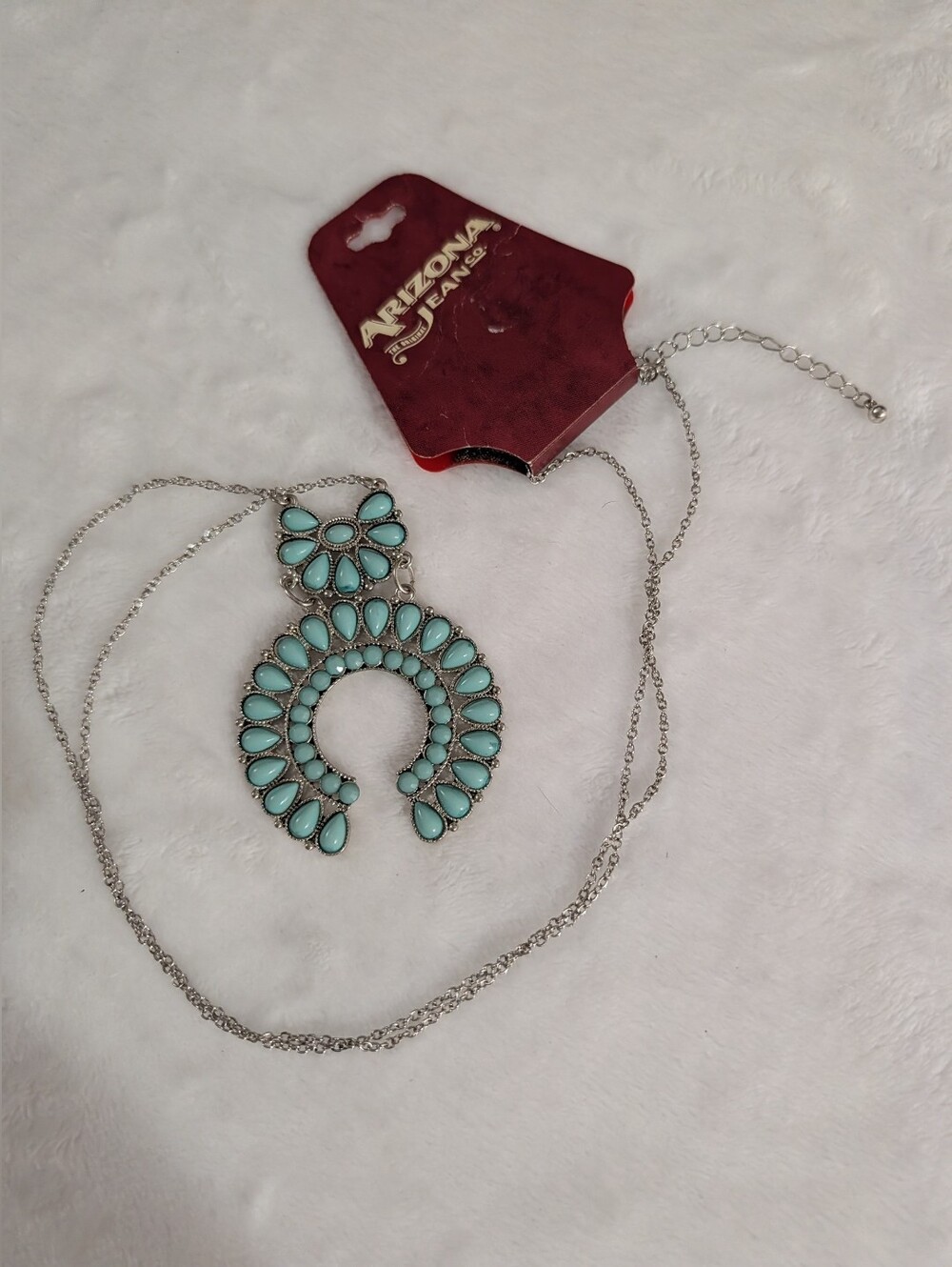 Turquoise Statement Necklace, Silver Tone Chain